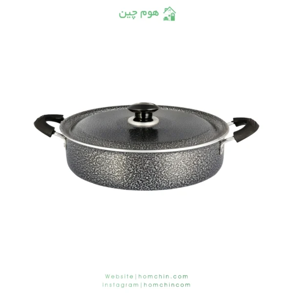 تابه گرانیت درب فلزی رویال مدل نقره ای چکشی