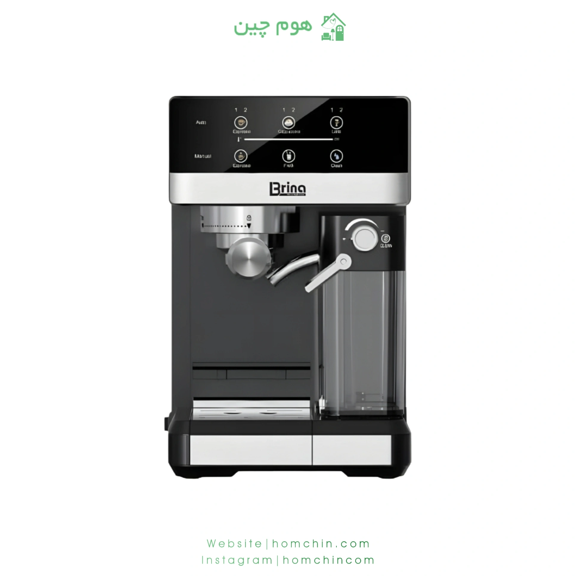 brina-bem274-milk-tank-espresso-machine-homchin-com اسپرسوساز برینا مدل 274 با مخزن شیر